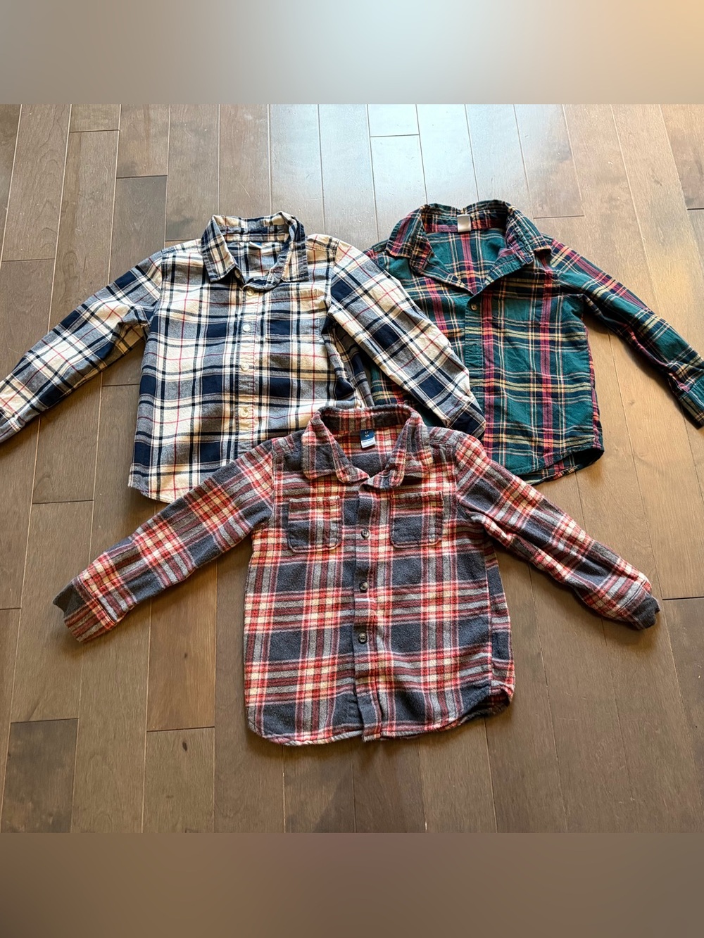 Old Navy Kids Plaid Button-Down Shirts - Red, Green & Navy Sets